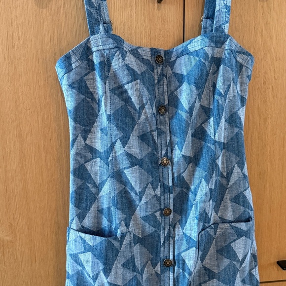 RAMY BROOK Marine Printed Denim Sleeveless Midi Dress Color Geo Denim Size 2 NWT - Picture 4 of 14